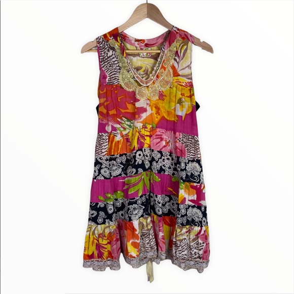 Free People Dresses & Skirts - Free People Pink Boho Layered Sequin Mini Dress